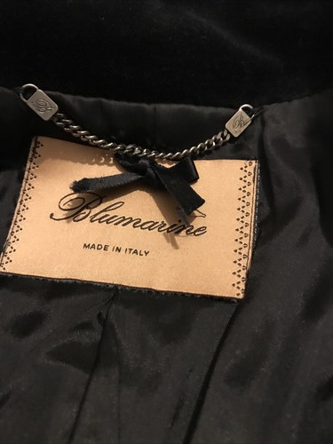Blumarine Black Velvet Coat Embroidered Knees Length Size: It 46, Uk14 - 第 10/11 張圖片