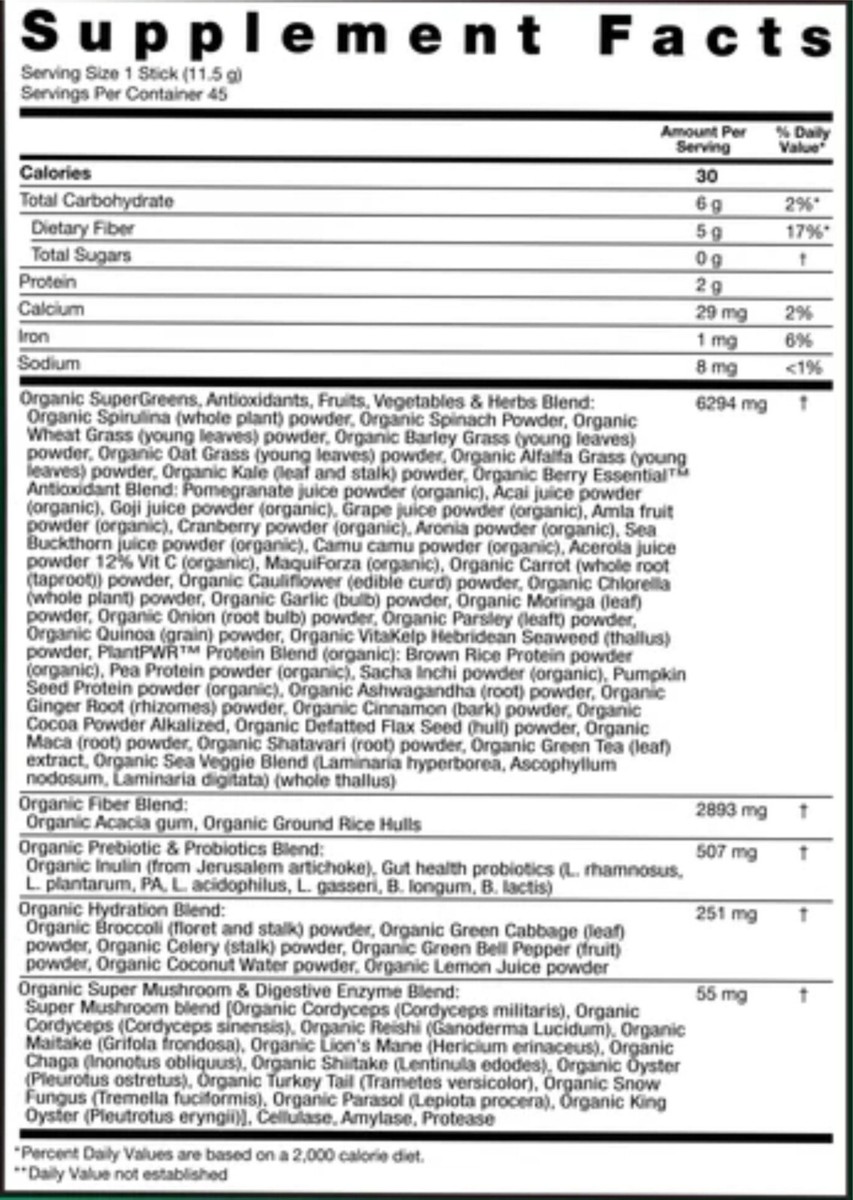 Zena Organic Super Greens Fruits & Vegetables Single Packs