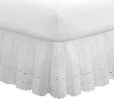 Fresh Ideas Ruffled Eyelet Bed Skirt-18" Drop-72"W x 84"L-CALI KING-WHITE-NEW