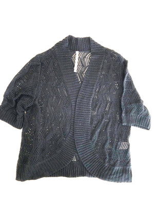 Leo & Nicole Women's Black Knit Shrug Bolero Acrylic SS Cardi 90s Vintage