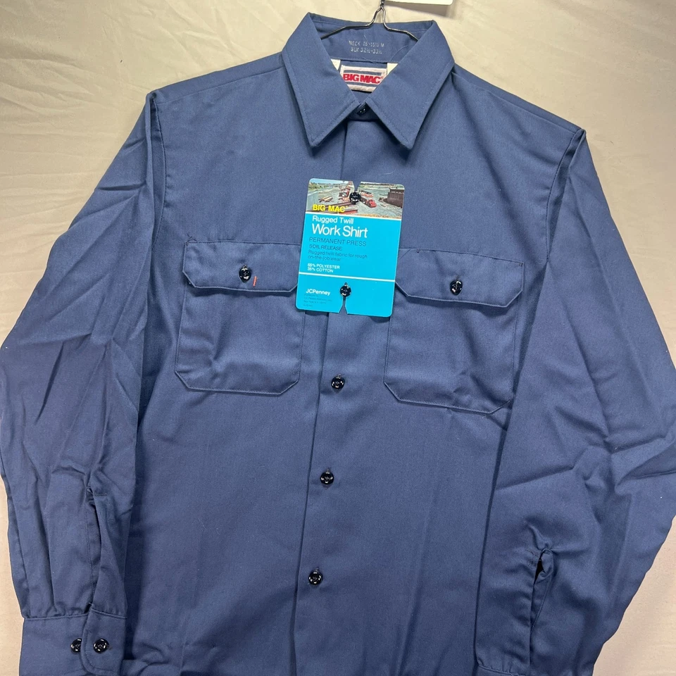 Vintage Big Mac Work Shirt Mens 15.5 Medium Blue Button Up Rugged Twill NWT - Image 3 of 4