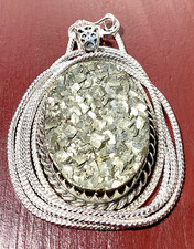 NATÜRLICH PYRIT DRUZY  EDELSTEIN Anhänger 925ER STERLINGSILBER HANDGEF. M.KETTE