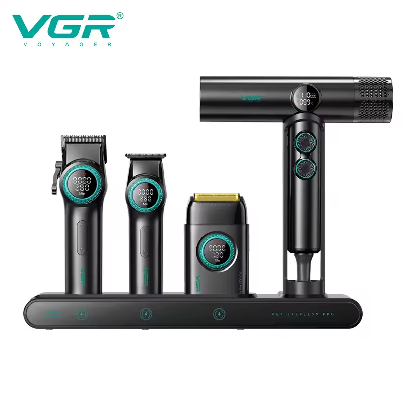 VGR 4-in-1 Pro Barber Set – Clipper, Trimmer, Dryer, 9000RPM