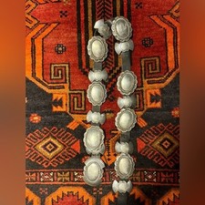 Vintage Navajo conch Belt sterling silver and leather belt