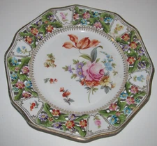 VTG Original Collectible Bavaria Plate Rudolf Wachter Germany Floral Reticulated