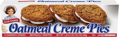 Oatmeal Crème Pies, 12 Indivily Wrapped Sandwich Cookies, Box