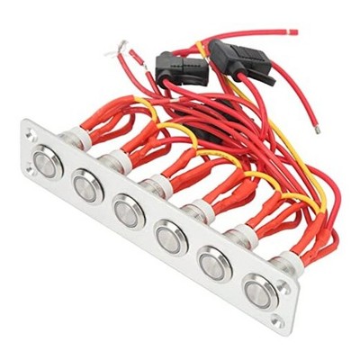 12V 6 Gang Rocker Switch Button Panel, Car Modification Bluelight Ignition