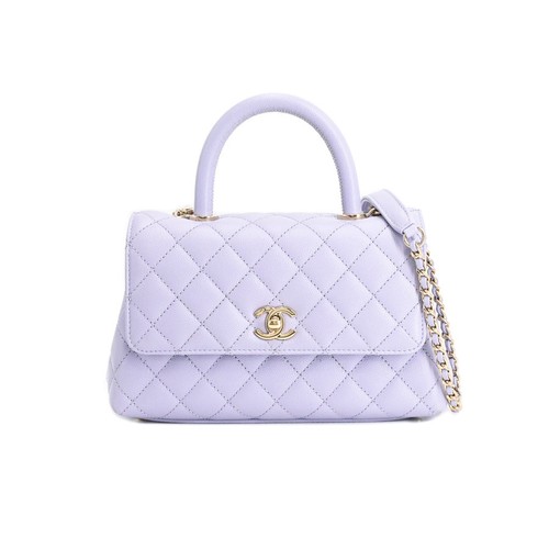 Chanel Top Handle Flap Bag HandBag A92990 Purple A 814783