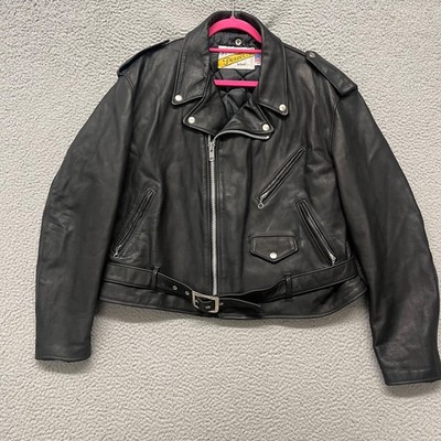 Schott Perfecto Leather Jacket Mens 50 Black Motorcycle Vtg Retro
