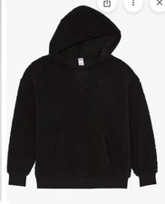 New Victoria's Secret PINK Hoodie L Fuzzy Cozy Pullover Jacket Black NWT