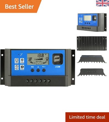 60A Solarladeregler mit USB, LCD Display, Lichttimer, Intelligent R...