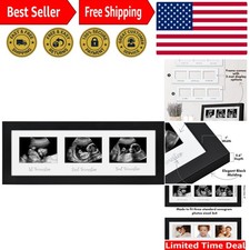 Elegant Sonogram Picture Frame - 15x5  Shatter-Resistant Glass for 3 Photos