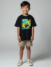 Adidas Boys Short Sleeve Shirt T-Shirt Cotton Black 4 5 6 NWT