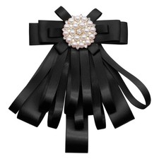 Black Bow Tie for Women, Womens Bow Tie Rhinestone Adjustable Pre-Tied Bowtie...