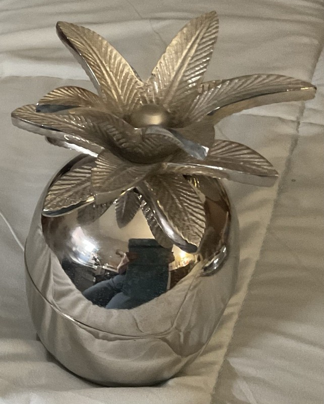 Silver Pineapple In 2 Pc.   Decor For Kitchen, Candle Holder, Trinkets
