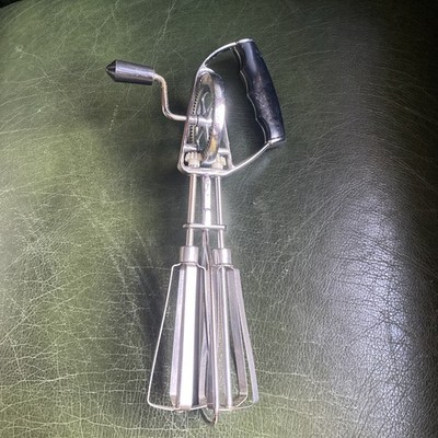 VINTAGE Schneebesen Handkurbel Mixer Quirl schwarzer Griff Edelstahl Japan sehr guter Zustand