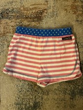 Matilda Jane Girls Pink Striped Shorts Size 6 Elastic Waist Polka Dot Blue