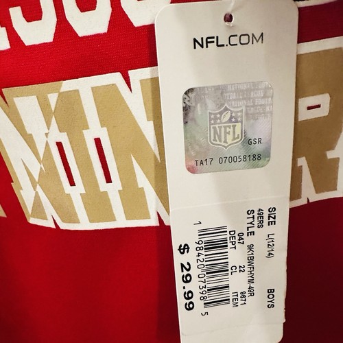 San Francisco 49ers Youth L 12/14 Red Fleece Pullover Hoodie NWT! Pockets - Picture 5 of 6