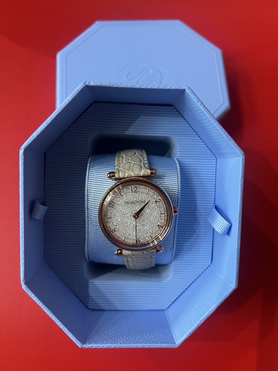 Swarovski Crystalline Watch Rose Gold Beige Leather Strap 5656899