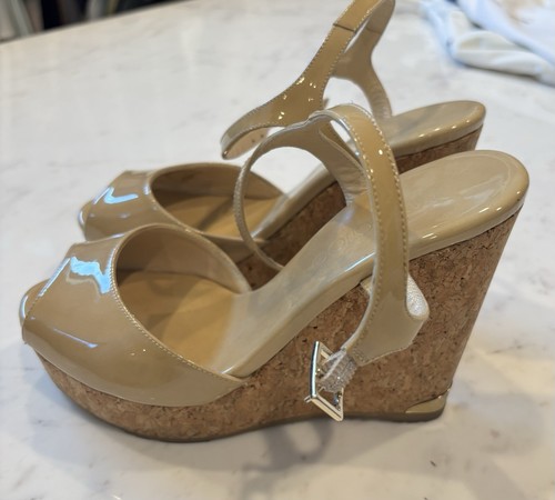 Jimmy Choo Wedges with Metal Heel Accent – Size 37.5