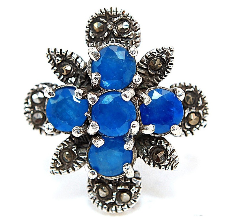 Swiss Marcasite 925 Solid Sterling Silver Ring Jewelry Sz 6 PC13-6