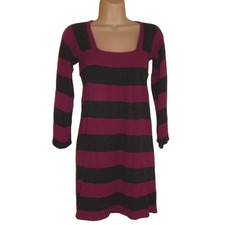 Express Sweater Dress Woman’s XS Pink & Gray Striped Knit Warm Winter Fall
