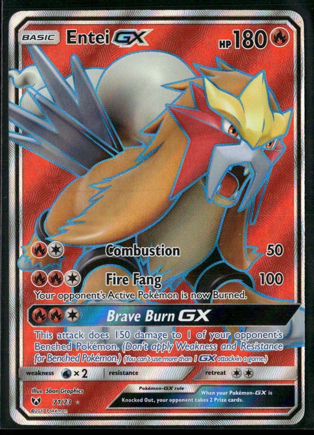 Pokemon - Entei GX 71/73 Ultra Rare Shining Legends LP