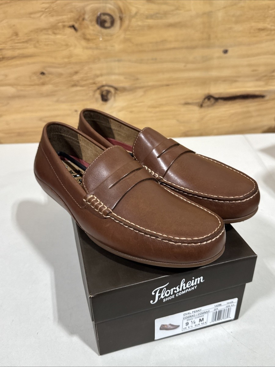 Florsheim Driver Men 9.5 Loafers Oval Penny Brown Leather  display picture 2