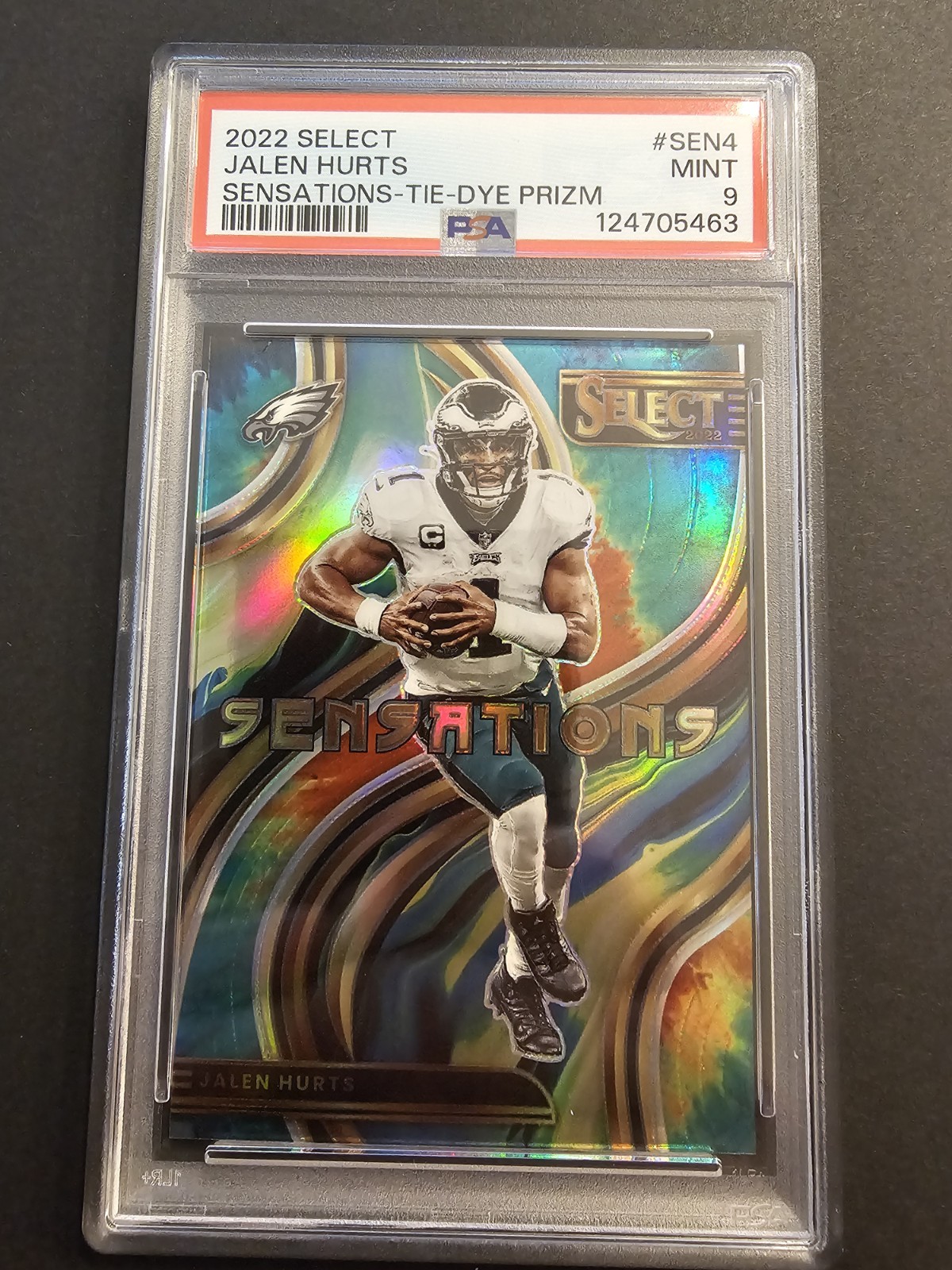 2022 Panini Select - Sensations Jalen Hurts #SEN-4 Tie-Dye Prizm /25