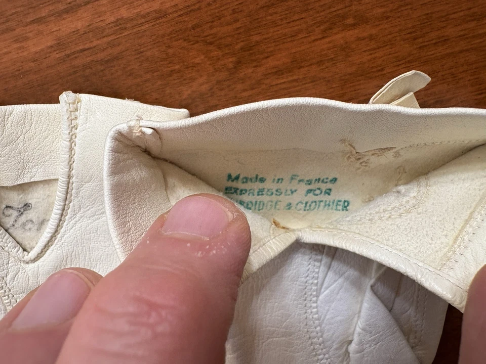 ВИНТАЖНЫЕ детские кожаные перчатки, французские, цвета слоновой кости, неношеные, 7,5 дюйма, Gant Jonquet - Изображение 4 из 4