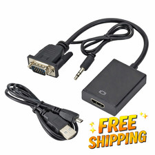 VGA To HDMI Converter 1080P HD Adapter With Audio Cable For HDTV PC Laptop TV