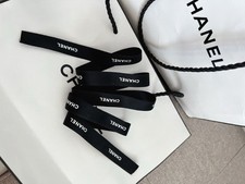 Authenic Chanel Black With White Font Gift Wrap Ribbon 1 Yard  Width 1/2" 