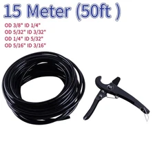 Black Pneumatic Tubing Pipe PU Polyurethane Air Compressor Tubing Hose 15 Meter