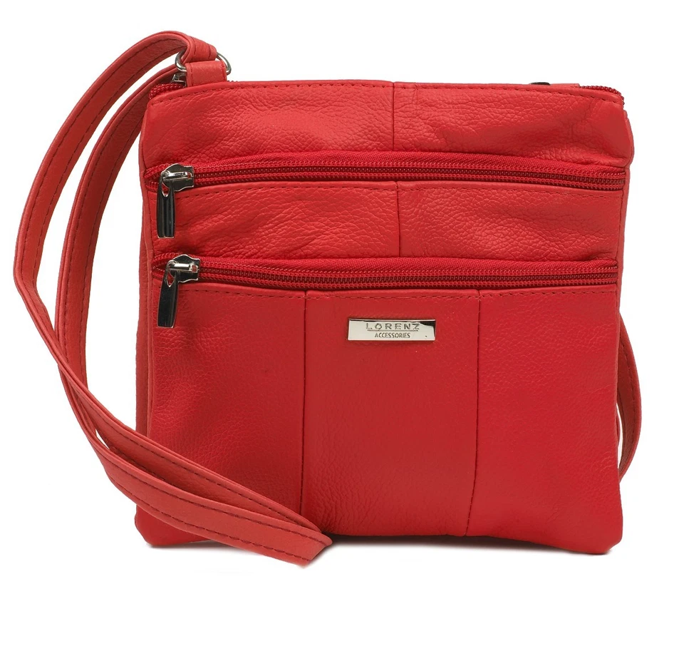 INSWAREHOUSE Lorenz Women Lightweight Leather Crossbody Bag Twin-Zip Everyday & Travel Purse