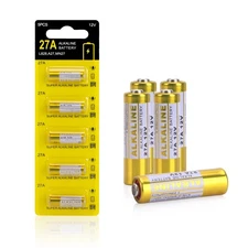 12V 27A A27 Alkaline Battery, V27A LR27A MN27 L828 12V Battery (5-Pack)