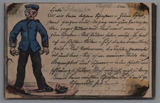 Vintage German Humorous Military Postcard Handmade Art postcard 1916
