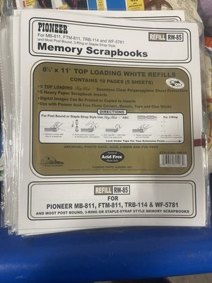 1x18Pioneer Memory Book Top Loading White Refills Sheets Pack Lot Page Protector