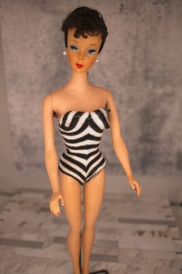VINTAGE BARBIE 1960s PONYTAIL #4 BRUNETTE HEAVY BODY JAPAN FLOCKED HEAD