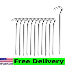 Corrosion-Resistant Aluminum Tent Stakes - 12 Pack of 7-Inch Hexagon Hook Pegs