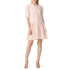 Deborah Lyons Anita Mini Dress Polka Dot Pleated Pink Puff Sleeve Textured Sz 6