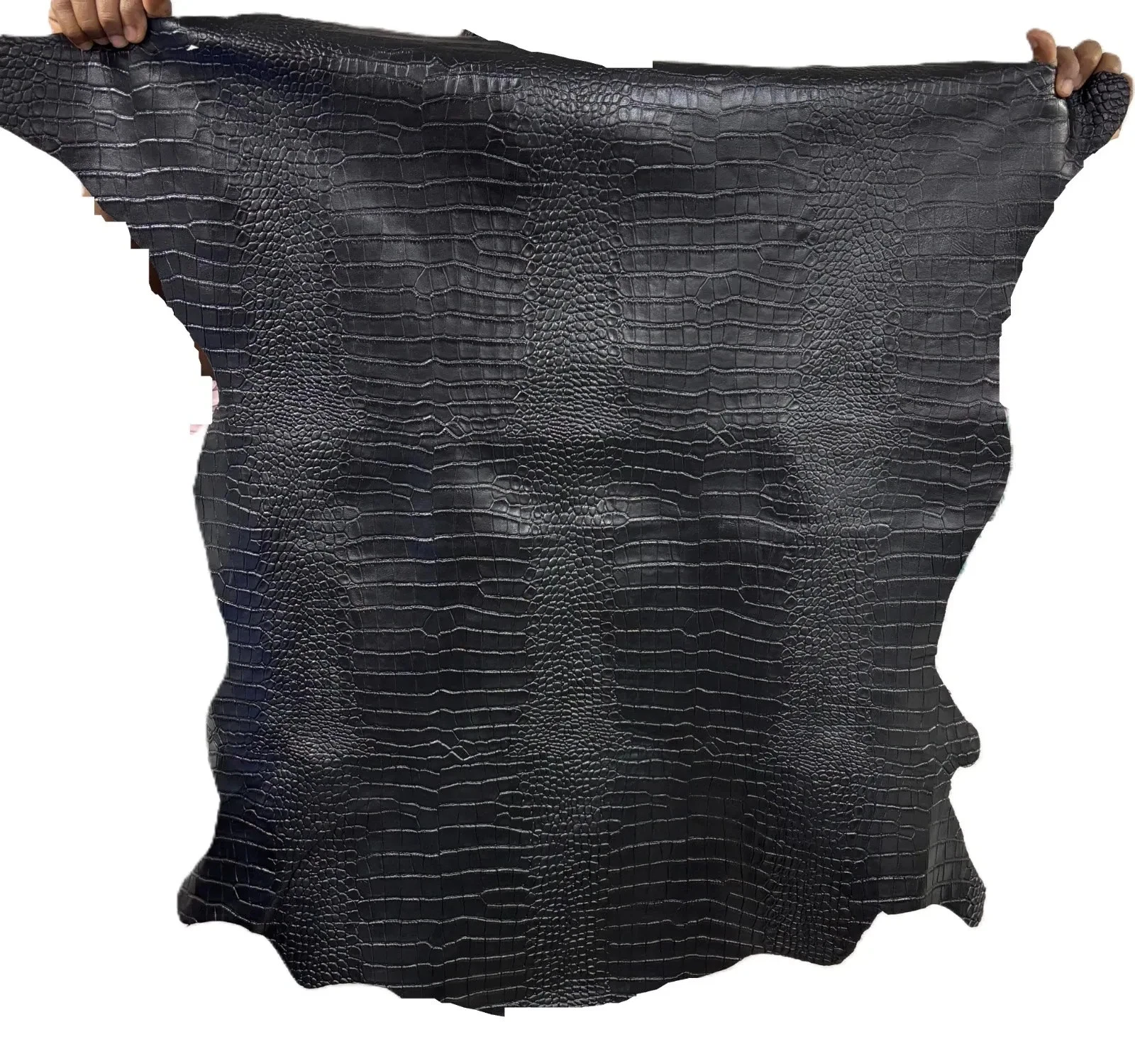 Men's Black Crocodile Embossed Leather Blazer Alligator Print Two Button Coat - product detail image 3