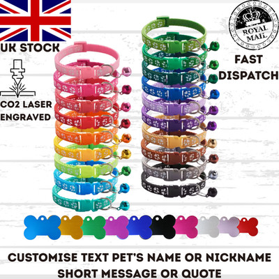 Katze Haustier Welpe Halsband personalisiert Etikett Schnalle verstellbare Größe Design ID