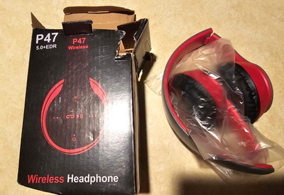 P47 5.0 + EDR Wireless Headphone -  Red & Black
