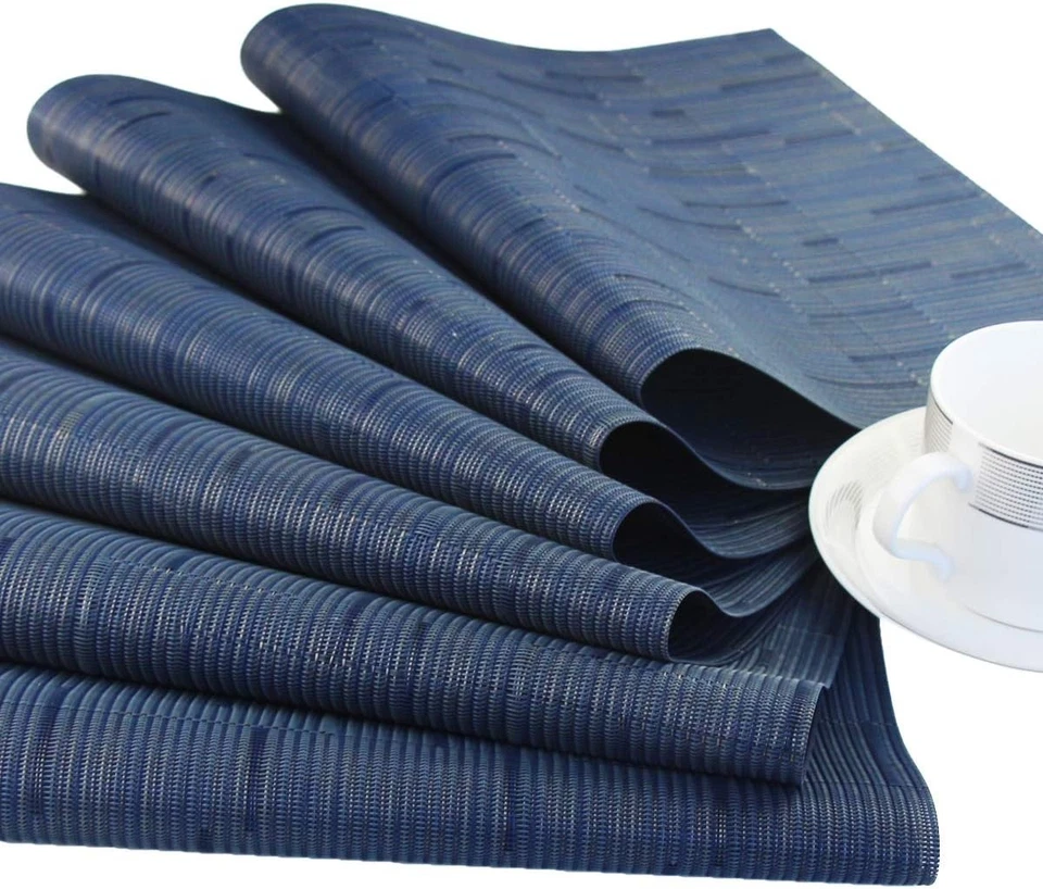 Manteles individuales de plástico PIGCHCY, lavables duraderos 4 piezas, azules - medianoche  Foto 4 de 4