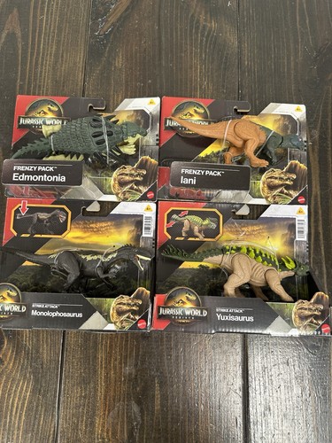 2025 JURASSIC World Rebirth Strike Attack set completo di 4 dinosauri nuovi - Foto 4 di 10