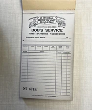 Vintage Bob's service Receipt Book Ephemera Unused