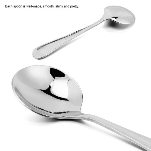 6Pack/Set Soup Spoons Round Stainless Steel Bouillon Rice Flatware Table Dinner - Picture 6 of 10