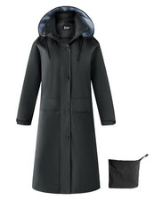 Abrigo de lluvia impermeable para mujer Ubon chaquetas de lluvia largas gabardina con capucha empacable