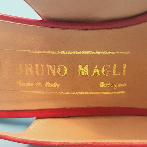 Vintage Bruno Magli Red Leather Slingback Pumps Peep Toe Size 8 AAA Made Italy - Picture 16 of 20