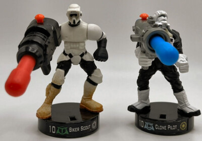 Lot of 2 Star Wars AttackTix CLONE PILOT + BIKER SCOUT ! Hasbro 2005  